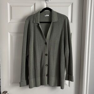 J. Jill Green Button-Up Collared Cardigan
